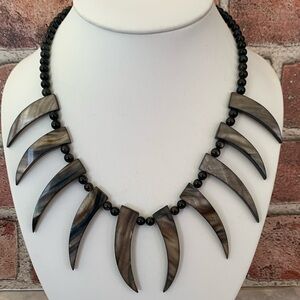 Tribal Necklace with Abalone Shell Spike Accents